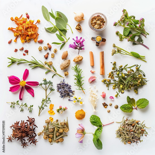 herbs spices flowers leaves seeds natural organic fresh botanical aromatherapy herbal medicine culinary herbs traditional medicine dried herbs natural remedies 