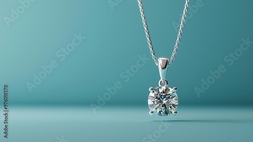 A solitaire princess-cut diamond pendant isolated, with the gemstone s facets displaying excellent clarity princess-cut pendant, gemstone, clarity