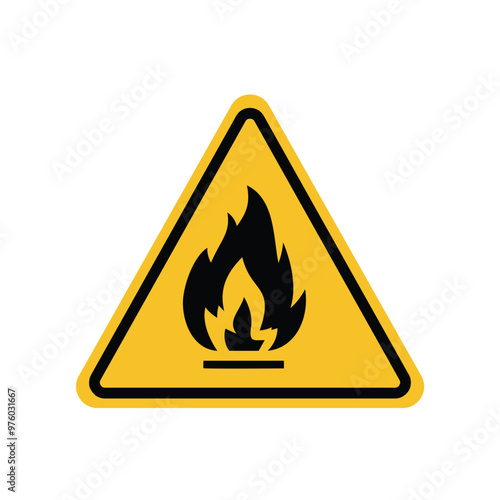 flammable substance sign on yellow triangle board. Suitable for posters and web icons