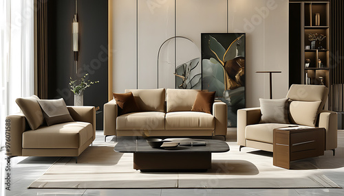 Modern style furniture with brownish beige color combinations