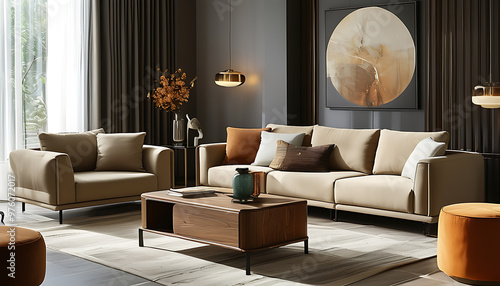 Modern style furniture with brownish beige color combinations