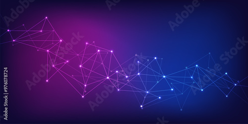 Abstract technology background with connecting the dots and lines. Global network connection, internet technology and digital communication concept