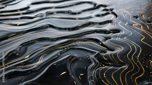 A black and gold water wave with a gold line