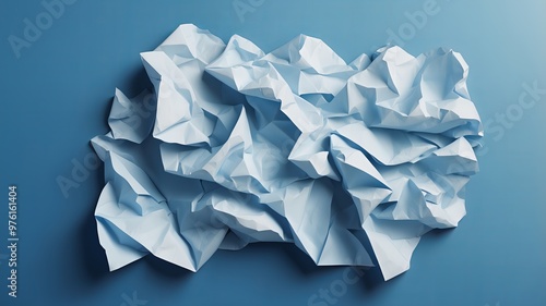 crumpled paper on blue