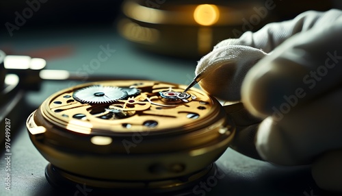 Intricate Craftsmanship of a Luxury Watch Being Repaired by a Skilled Watchmaker