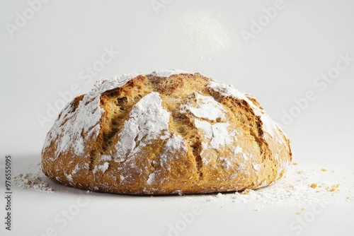 Damper, A traditional Australian soda bread, originally prepared by early settlers and bushmen, typically cooked over an open fire and served with butter, Isolated on White Background