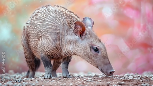 Cute Paca with Spiky Fur in Blurred Background