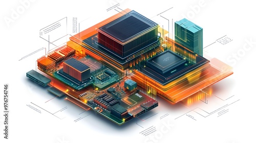 Isometric technical illustration of beryllium copper PCB, featuring enhanced durability layers and heat dissipation zones, with annotations on thermal performance