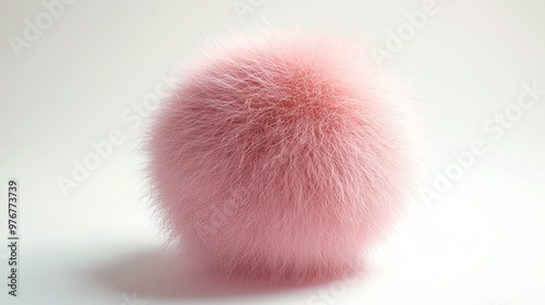 A fluffy pink fur ball contrasts beautifully against a white background, radiating softness and magic.