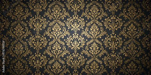 Dark and rich damask wallpaper with gold accents, perfect for a dark fantasy theme , dark, rich, background, wallpaper, damask