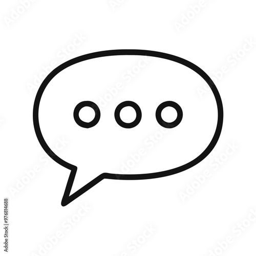 Minimalistic speech bubble icon with three dots on gray background