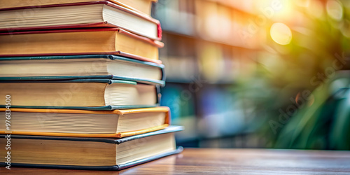 Close-up photo of a stack of books , education, reading, learning, knowledge, literature, library, school, study, textbooks