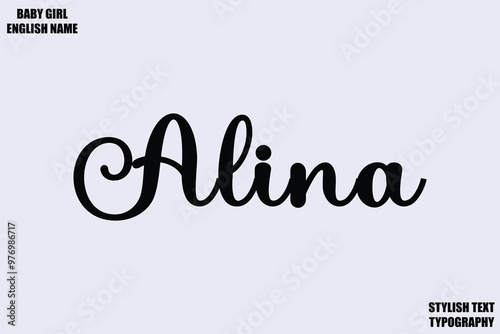 Alina Baby Girl Name Stylish Cursive Text Typography 