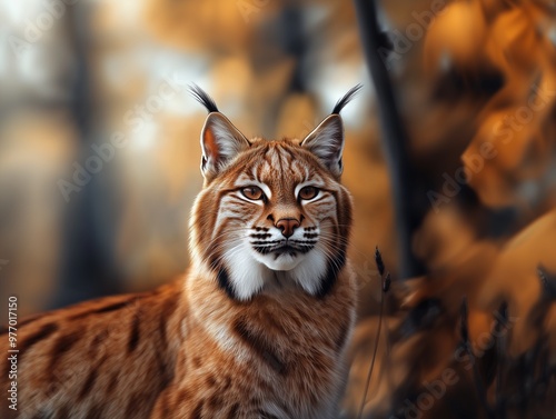 Bobcat, Lynx Rufus, Wild Cat in Temperate Forest Habitat