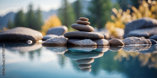 A serene pool scene with rocks and calm waters.