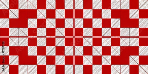 A symmetrical arrangement of parallel lines intersecting at right angles forms a checkerboard pattern, emulating the