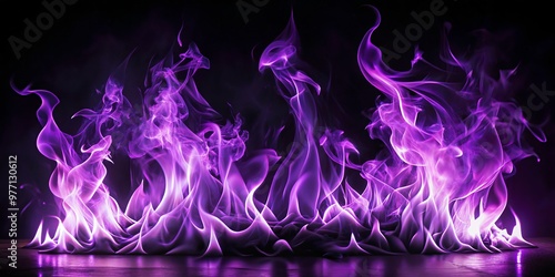 Ethereal purple flames sway to an otherworldly rhythm in the darkness, enveloping all in mystery.