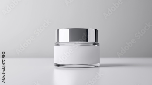 cosmetic jar mockup with silver lid and glossy finish, ideal for beauty or skincare product designs