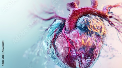 A vibrant diagram of the human heart shows its pathways with valves and chambers, enhancing education.