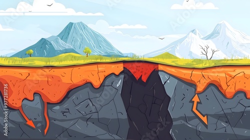 Detailed Infographic Visualizing Tectonic Plate Boundaries and Geological Movements