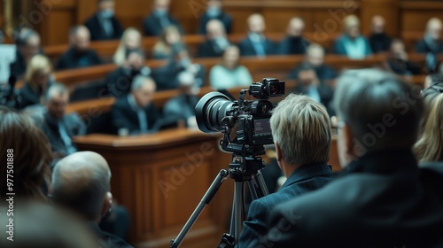 Operative films the trial. Photo and video filming in court.