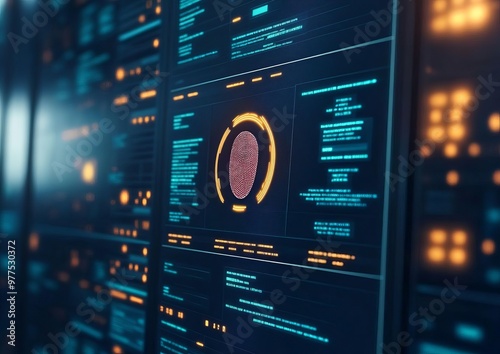 Advanced MultiFactor Authentication Visualization Featuring Biometric Security with Fingerprint and Retina Scans for Enhanced Protection of Corporate Data Access