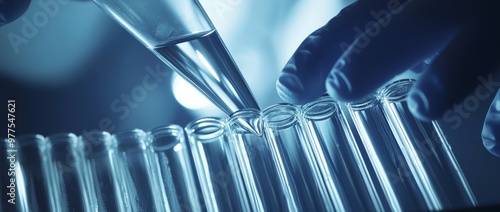 Close-up of a lab technician holding a test tube containing a precision sample, representing advanced biotechnology research. Generated stock.