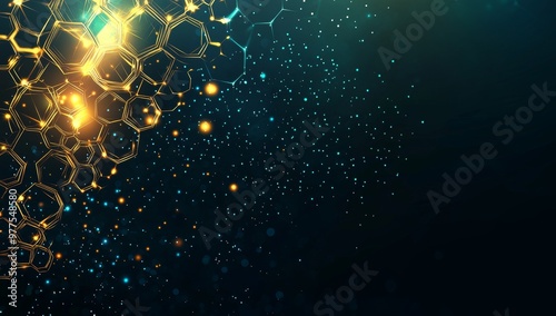 Science chemical and biotechnology concept clean background with hexagon DNA network, Stock image