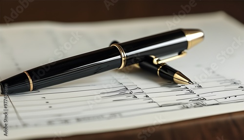 Elegant pen resting on crisp writing paper