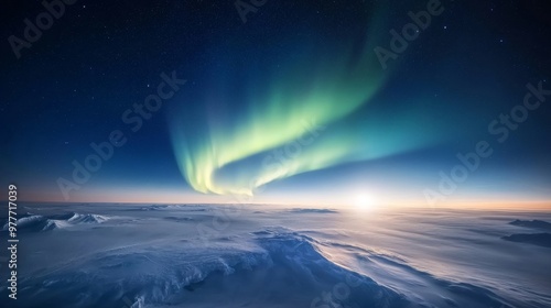 Polar southern lights, aurora phenomenon, Antarctic night sky.