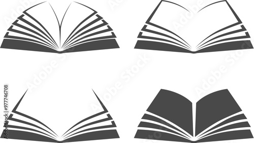 Opened book logo set