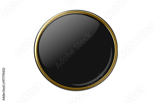 Elegant black button with a gold rim, perfect for website design, app interfaces, and digital projects. High-resolution vector image.