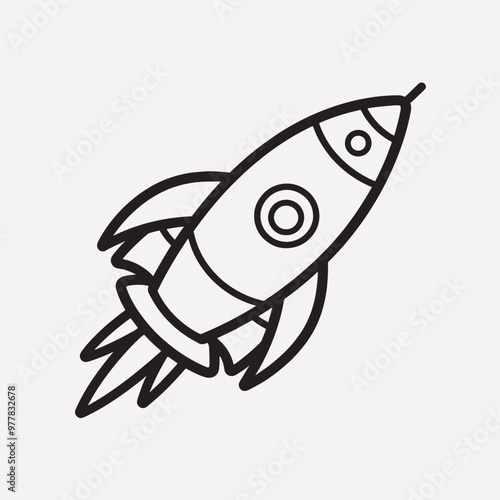 Simple rocket ship line drawing