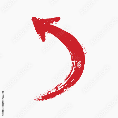 Red painted curved arrow