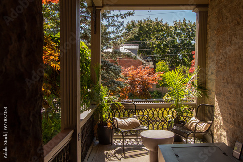 balcony with flowers