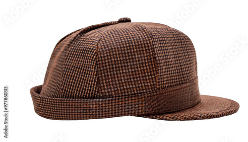  Brown tweed newsboy cap displayed on a white background, representing classic men's fashion accessory 