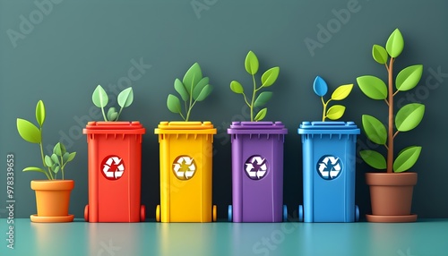 Eco-friendly icon set for waste separation featuring minimalist shapes to promote environmental conservation