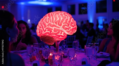 Brain-Themed Centerpiece at a Dinner Party