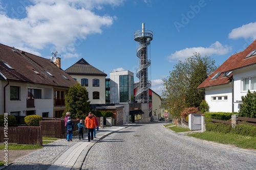 View of the observation tower at the Bernard brewery in Humpolec