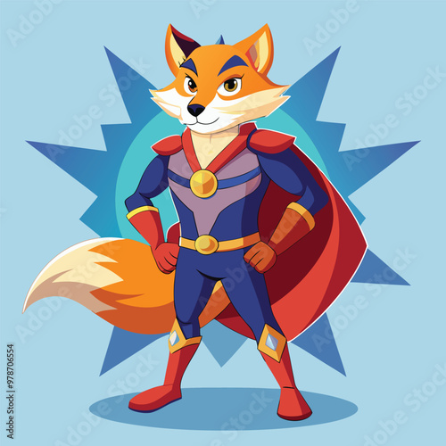 fox superhero,Magic Fox: Defender of Truth, isolated on dynamic and vibrant vector illustration