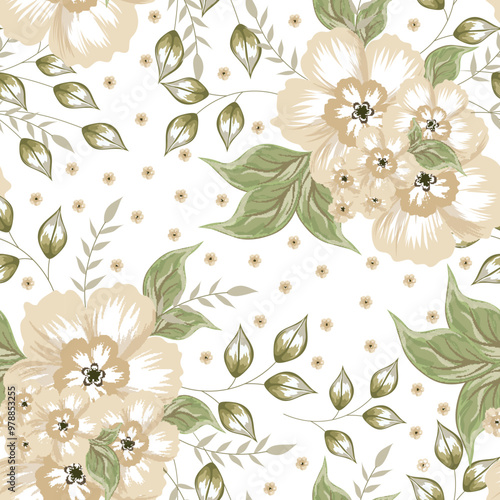 Black seamless floral pattern background.