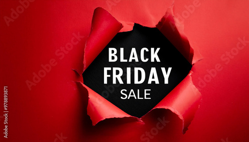  Hole in red paper with Black Friday sale text, offering copy space for sale announcemen_1(380)