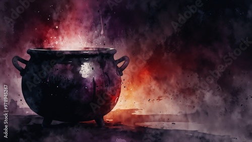 Witches' brew in watercolor style