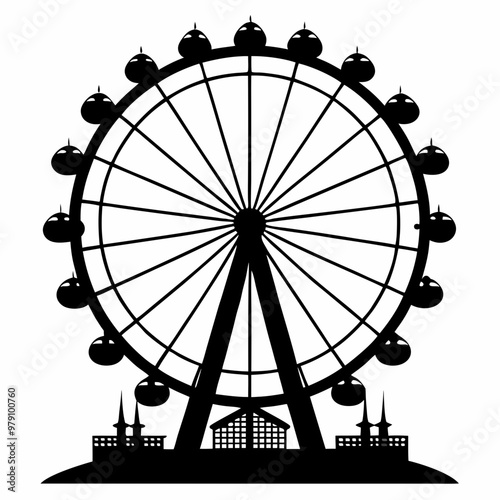 London eye vector ferris wheel icon illustration on white background