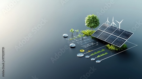 A sleek infographic showing different renewable energy sources with percentage breakdowns