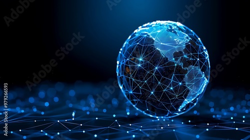 An abstract globe shines with blue light, symbolizing a global network and the vast expanse of cyberspace.