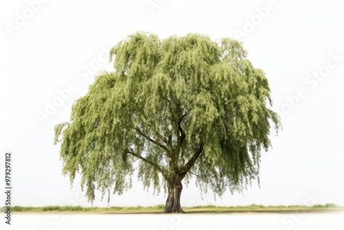 Tree willow plant white background.