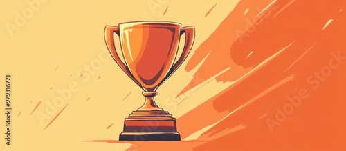 Flat color retro style cartoon illustration of a trophy