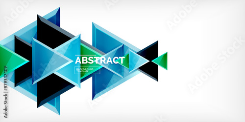 Abstract background - colorful triangles with 3d effect. Vector Illustration For Wallpaper, Banner, Background, Card, Book Illustration, landing page