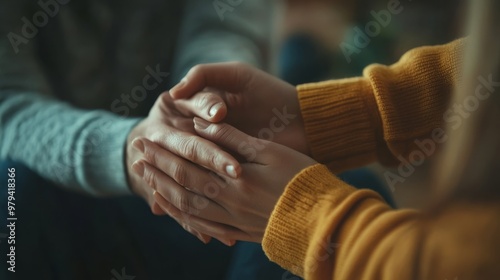 Emotional support close-up, hands offering a comforting gesture during an intense emotional conversation.